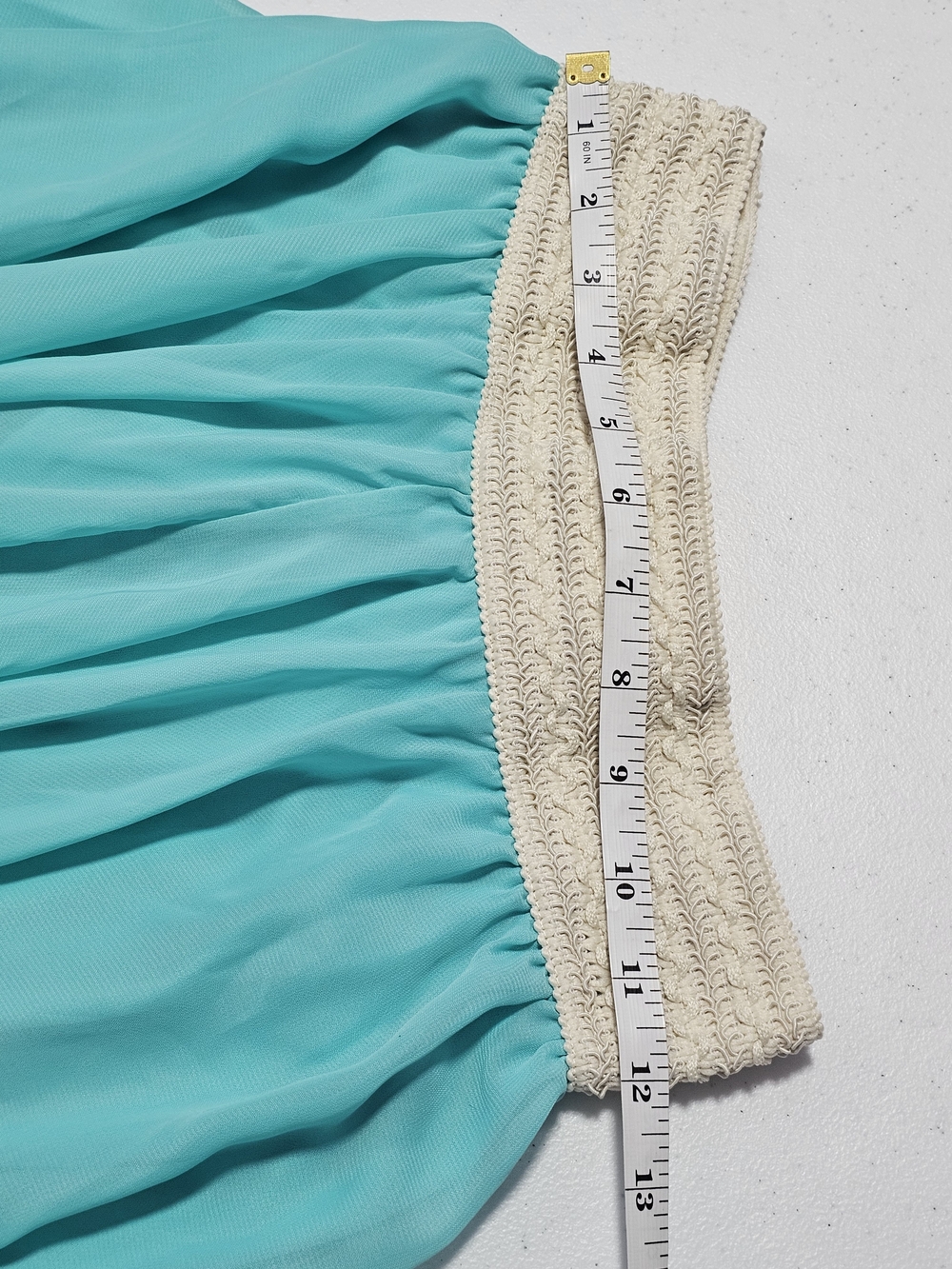 Women's Fairycore Handkerchief Hem Sheer Skirt Aqua with Cream Waistband  Rue21 - Picture 9 of 14